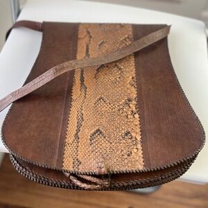 Vintage Snakeskin Leather Crossbody Bag | Handmade Boho Purse
